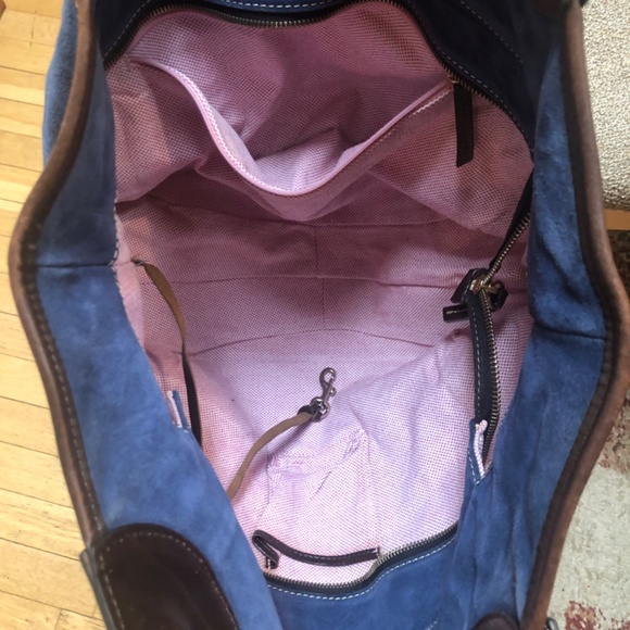 Dooney and Bourke Valerie Navy Suede Hobo Shoulder Bag - Picture 11 of 16